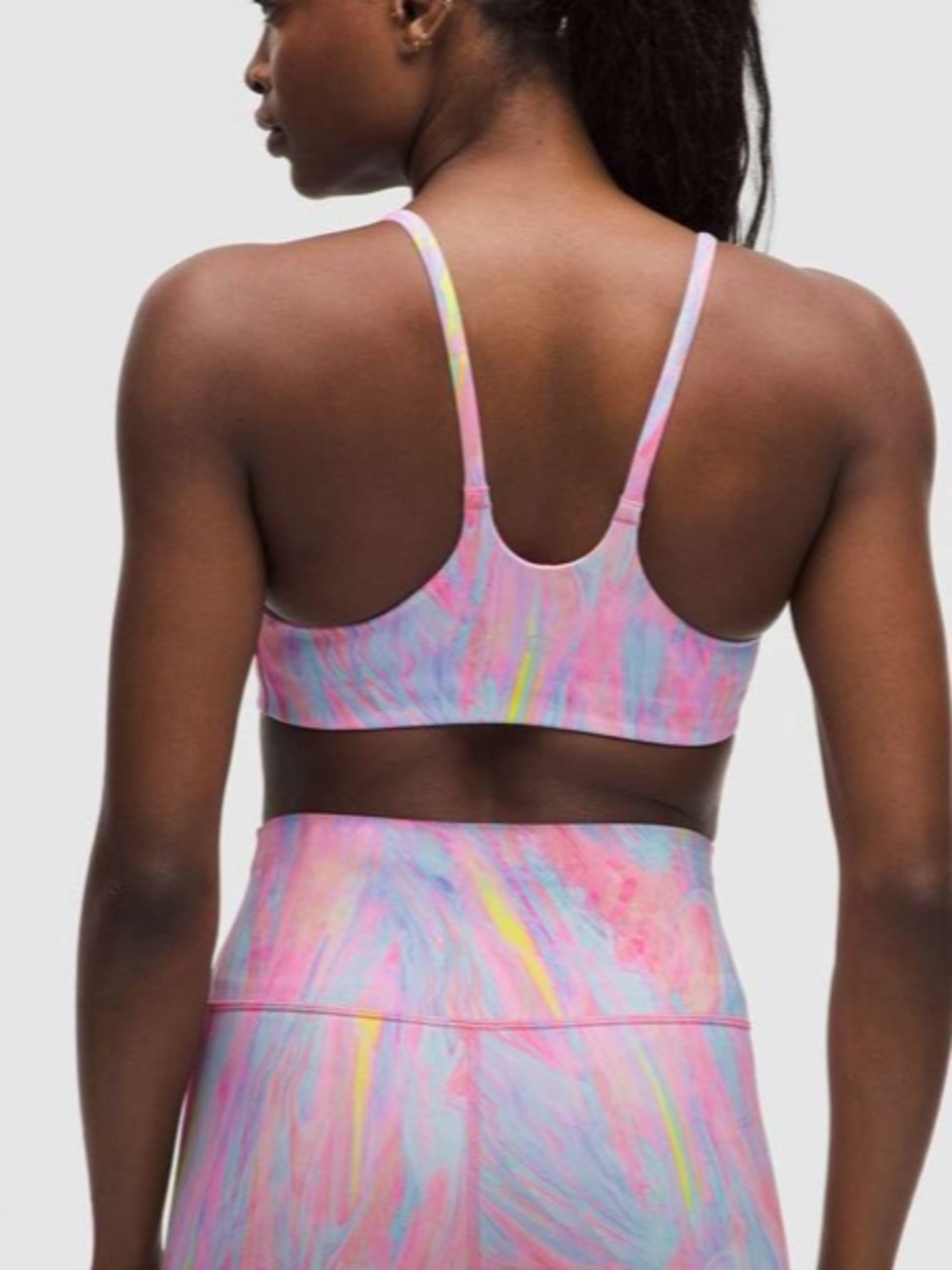 Lululemon Wunder Train Strappy Racer Bra Light Support C/D Cup Prism Marble Sz 4
